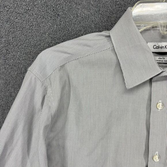 Calvin Klein Shirt Mens 16.5 34/35 Gray Slim Fit Performance Non-Iron Dress - Picture 4 of 15